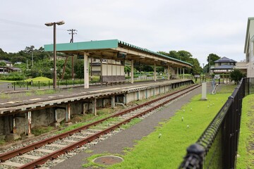 September 1, 2024, Higashimatsushima, Miyagi Prefecture, Japan.View of the remains of Nobiru Station (earthquake ruins).