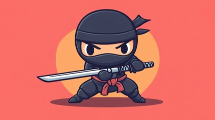 Cartoon Ninja Ready to Strike