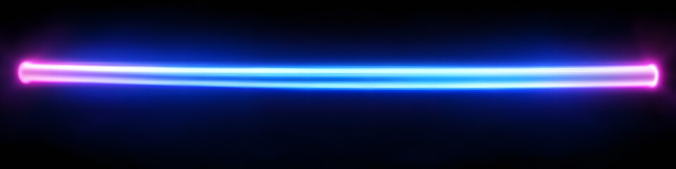 Neon glow stick. Blue laser ray. Fluorescent light ray.