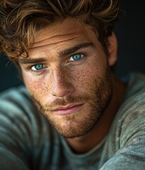 Handsome man with blue eyes