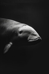 Fototapeta premium portrait studio photograph of dugong black and white