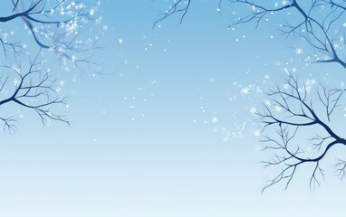 Winter scene with snow falling and branches
