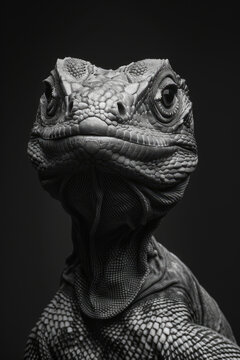 portrait studio photograph of doedicurus black and white
