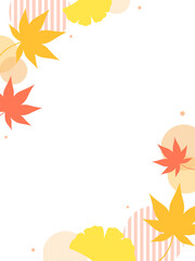 秋の紅葉と銀杏のフレーム