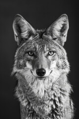 Obraz premium portrait studio photograph of coyote black and white