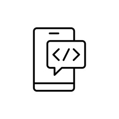 Mobile development outline icons, minimalist vector illustration ,simple transparent graphic element .Isolated on white background