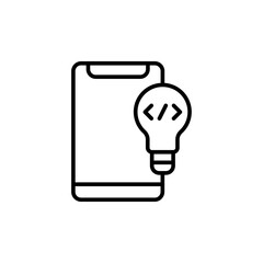 Mobile development outline icons, minimalist vector illustration ,simple transparent graphic element .Isolated on white background