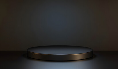 Empty podium black product stand 3d stage scene on blank presentation luxury background with minimal platform studio mockup concept or advertising pedestal display elegant dark backdrop premium shelf.