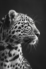 Obraz premium portrait studio photograph of leopard black and white