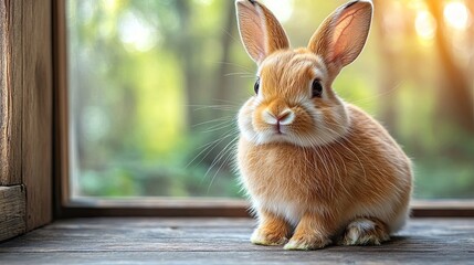 Cute rabbit sitting calmly against a transparent background
