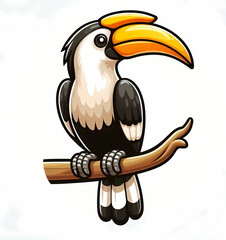 Obraz premium Hornbill bird against white background 