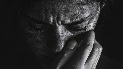 Fototapeta premium Profound emotional portrait capturing the aftermath of moral trauma in an individual s life