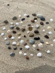 pebbles on the sand beach