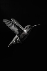 Fototapeta premium portrait studio photograph of hummingbird black and white