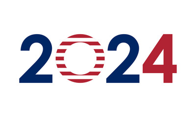 2024 numbers in united states flag colors, vector illustration
