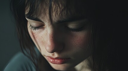 Fototapeta premium Intense emotional portrait capturing the depth of a person s struggle with moral trauma