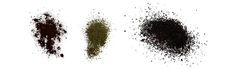Close-up macro shot of 3 types of spices