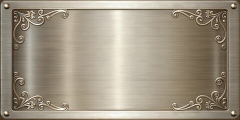 A metallic plaque with intricate engravings and a polished finish, metallic, plaque, engraving, polished, award, recognition