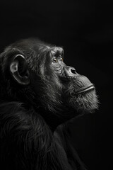 portrait studio photograph of great apes black and white