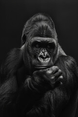 Obraz premium portrait studio photograph of gorilla black and white