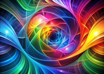 Fototapeta premium Abstract colorful swirling shapes and lines forming a vibrant geometric pattern, ideal for backgrounds, textures, and