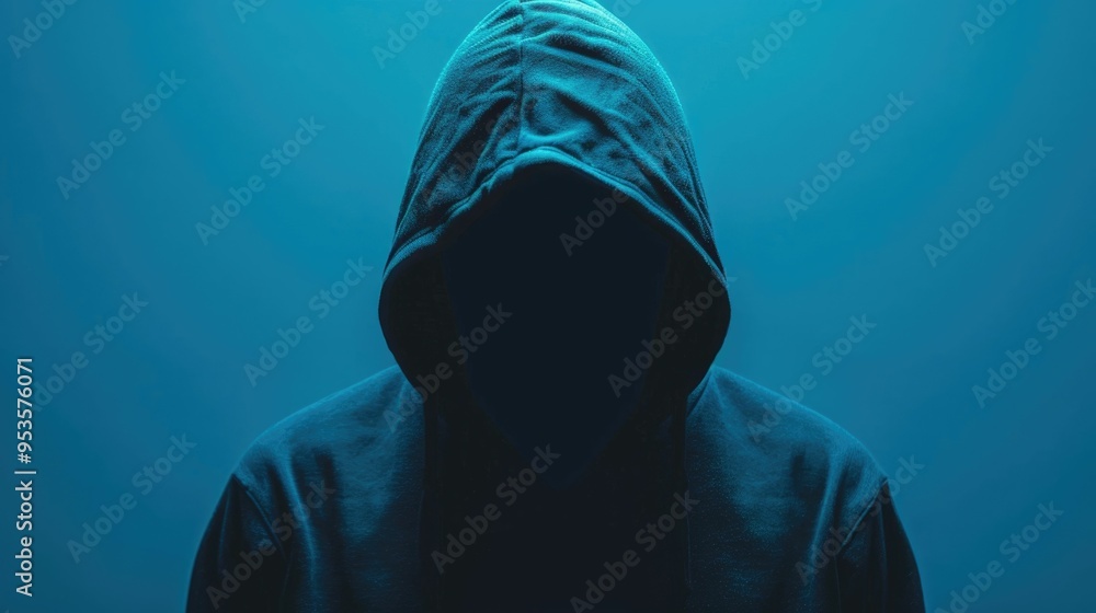 Aufkleber mysterious and shadowy figures engaged in dark web activities obscured in a dramatic depth of field 