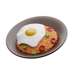 Fried rice 3d illustration