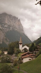 church in the mountains of Lauterbrunnen