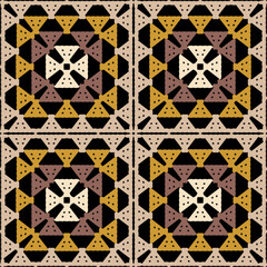 Fototapeta premium Pattern with crochet granny square wallpaper handmade decorative art design print 