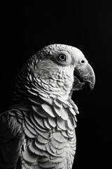 Obraz premium portrait studio photograph of parrot black and white