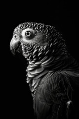 Fototapeta premium portrait studio photograph of parrot black and white