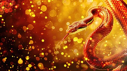 Obraz premium Snake on golden background
