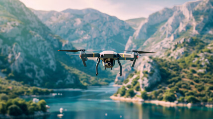 Fototapeta premium Quadcopter Drone: Aerial Photography and Surveillance UAV for Landscape and Ground Imaging