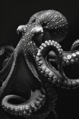 Fototapeta premium portrait studio photograph of octopus black and white