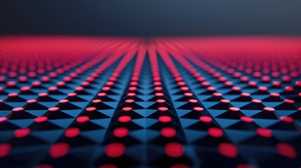 Fototapeta premium Mesmerizing cube pattern with vibrant gradient red and blue backdrop in a deep depth of field creating a futuristic minimalist and dynamic digital art composition
