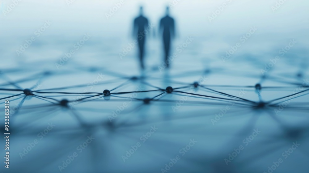 Poster blurred and abstract background depicting affiliate marketing networks with partner websites commiss