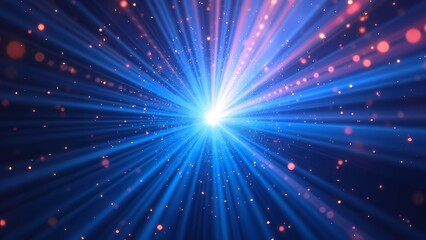 Naklejka premium Futuristic Halo of Bright Blue Light with Gently Floating Particles Against Dark