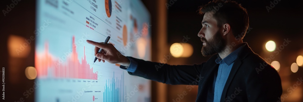 Aufkleber This business presentation uses advanced data visualization to enhance understanding, focusing on analysis, collaboration, and communication to guide leaders towards growth and success