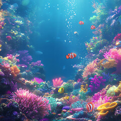 Naklejka premium ray of light in the sea, AI generated