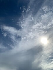 Fototapeta premium The beauty of the natural view, the sky, white clouds and the sun.