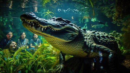 Fototapeta premium Alligator close-up at aquarium