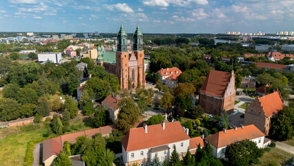Fototapeta premium Ostrów Tumski in Poznań aerial view, Poland