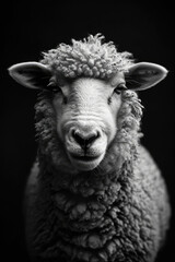 Fototapeta premium portrait studio photograph of sheep black and white