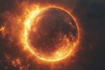 Full Eclipse Rendered in an Abstract Scientific Style