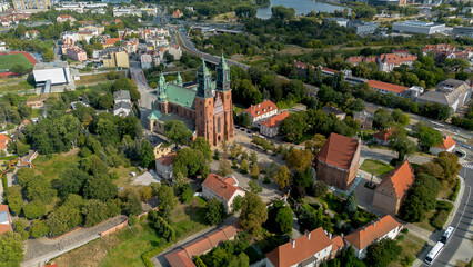 Ostrów Tumski in Poznań aerial view, Poland