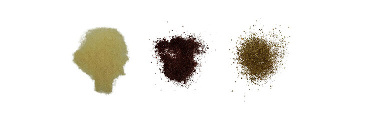 Close-up macro shot of 3 types of spices