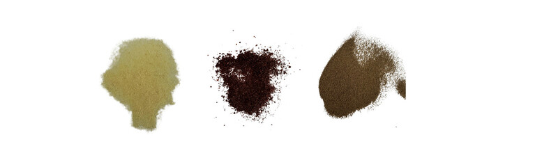 Close-up macro shot of 3 types of spices