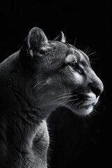 portrait studio photograph of puma black and white