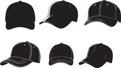 Set of Stylish Cap Silhouette Vector Art Design