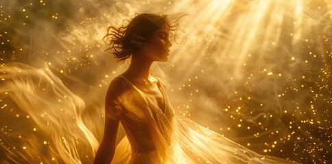 Naklejka premium Woman standing in flames